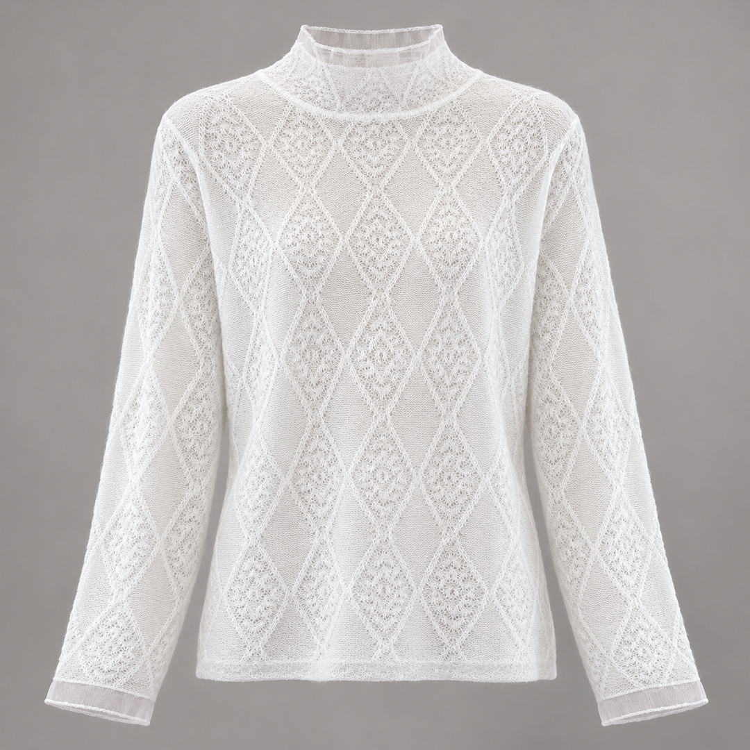 Agnes | Diamantstrikket Pullover til Kvinder med V-Hals