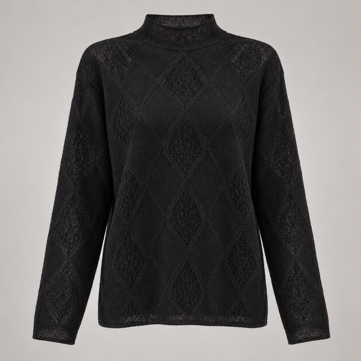 Agnes | Diamantstrikket Pullover til Kvinder med V-Hals