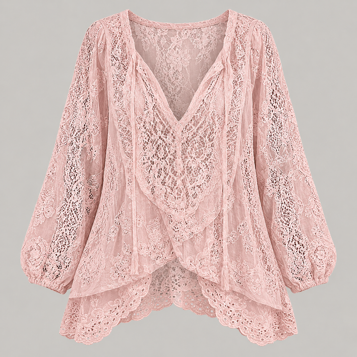 Amalie | Boho Blonde Kimono-Cardigan til Kvinder med V-Hals
