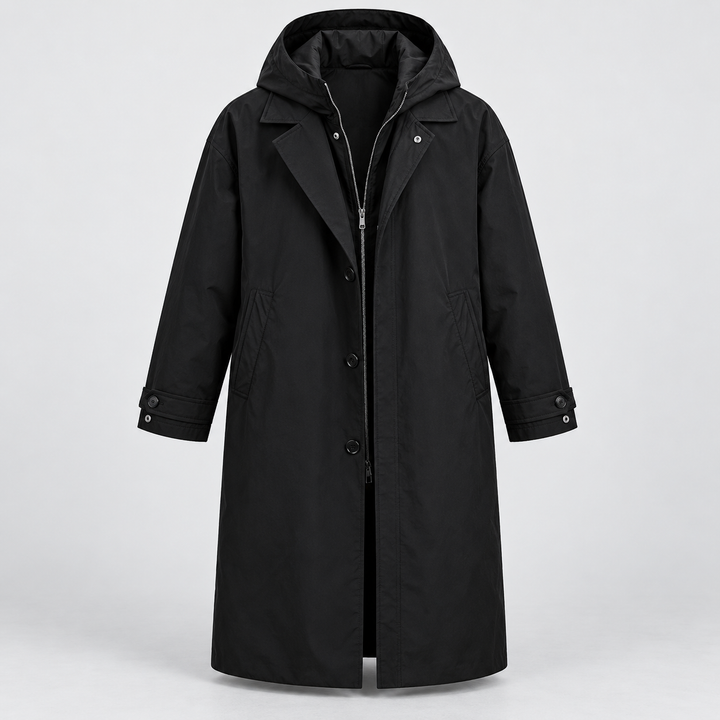 Anders | Lang Isoleret Trenchcoat til Mænd med Hætte
