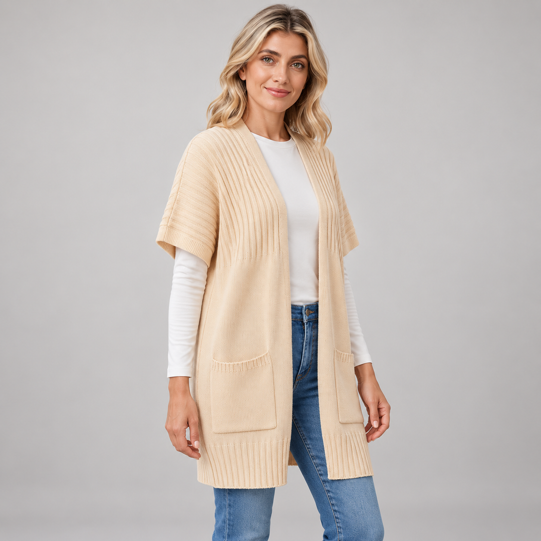 Cecilie | Let Strikcardigan til Kvinder med Åben Front
