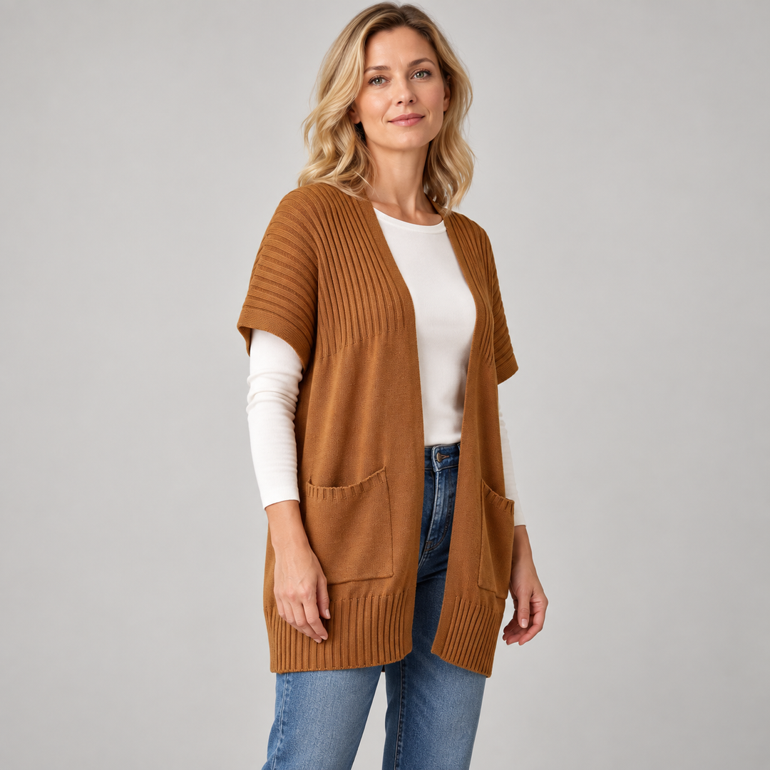 Cecilie | Let Strikcardigan til Kvinder med Åben Front