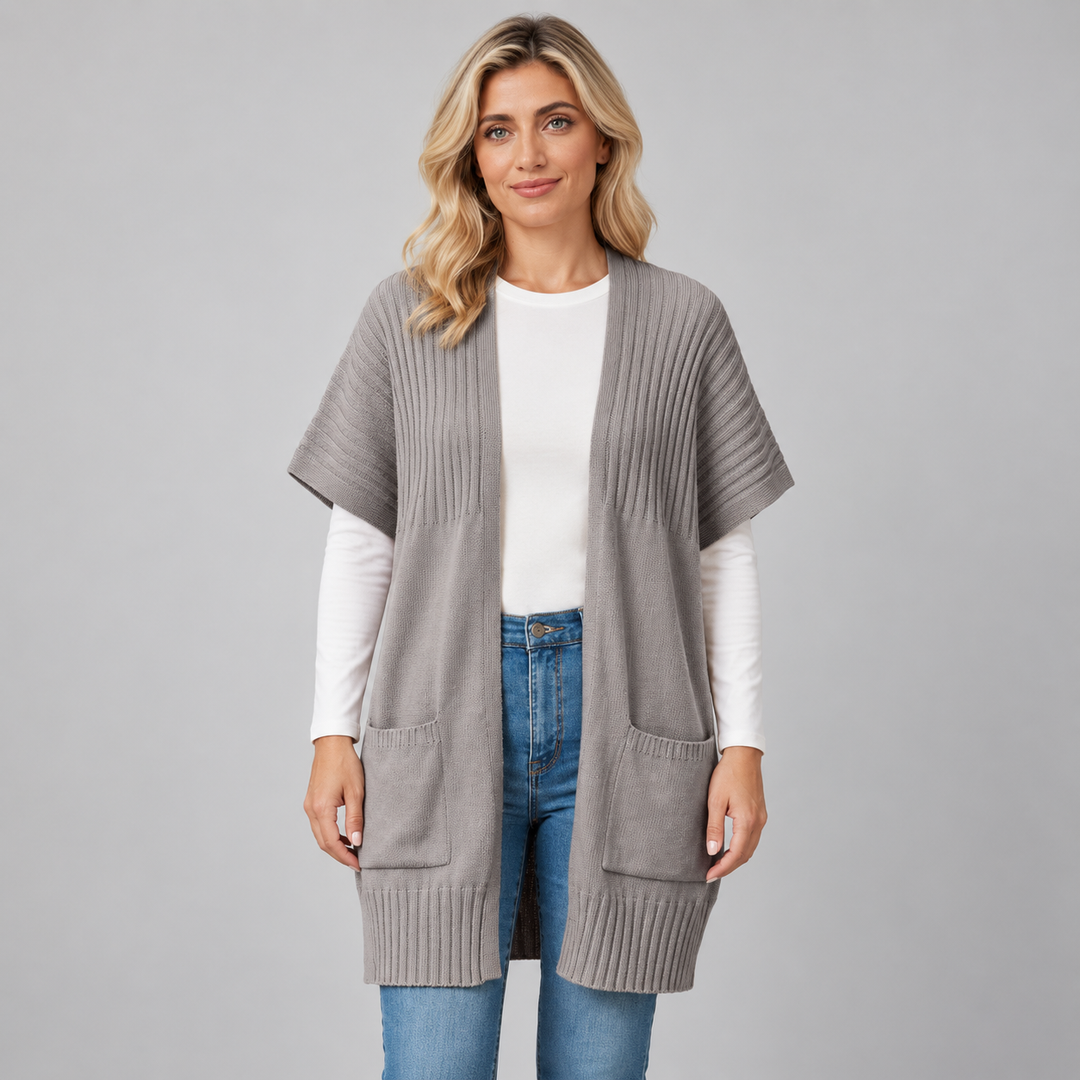 Cecilie | Let Strikcardigan til Kvinder med Åben Front