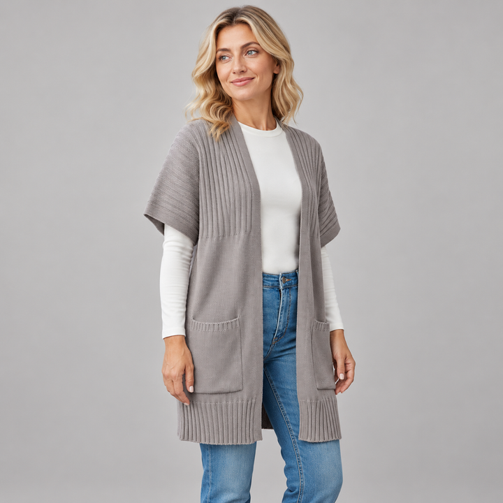 Cecilie | Let Strikcardigan til Kvinder med Åben Front