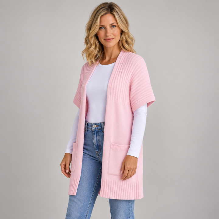 Cecilie | Let Strikcardigan til Kvinder med Åben Front