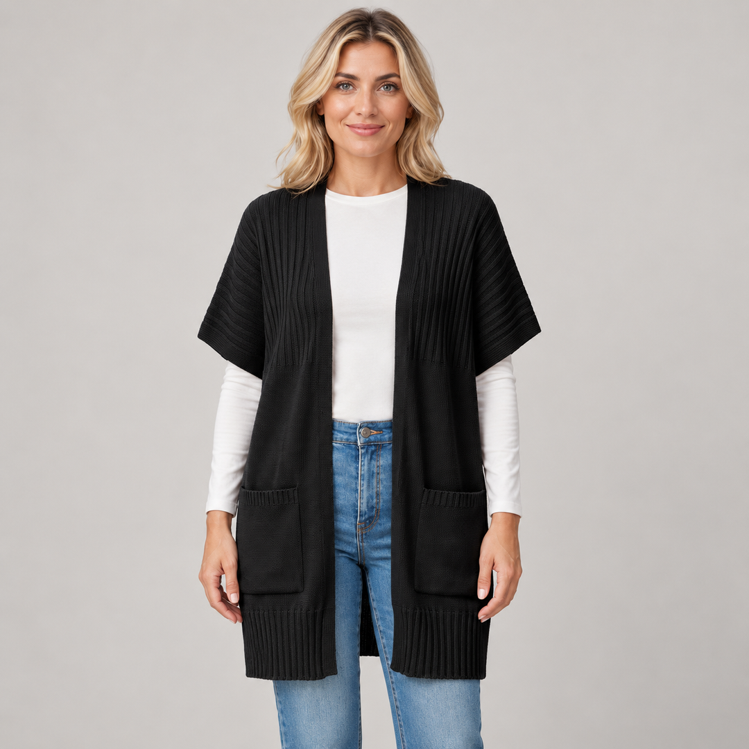 Cecilie | Let Strikcardigan til Kvinder med Åben Front