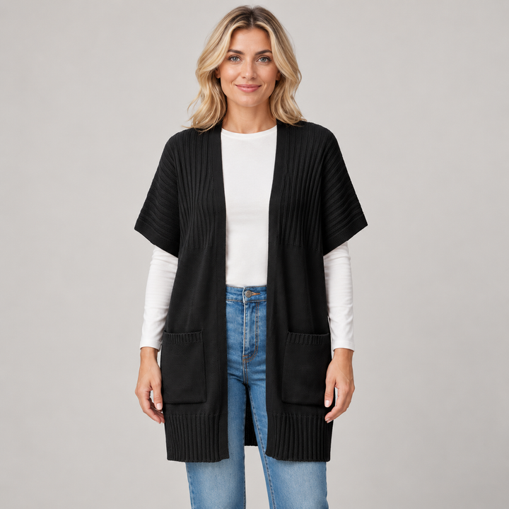 Cecilie | Let Strikcardigan til Kvinder med Åben Front