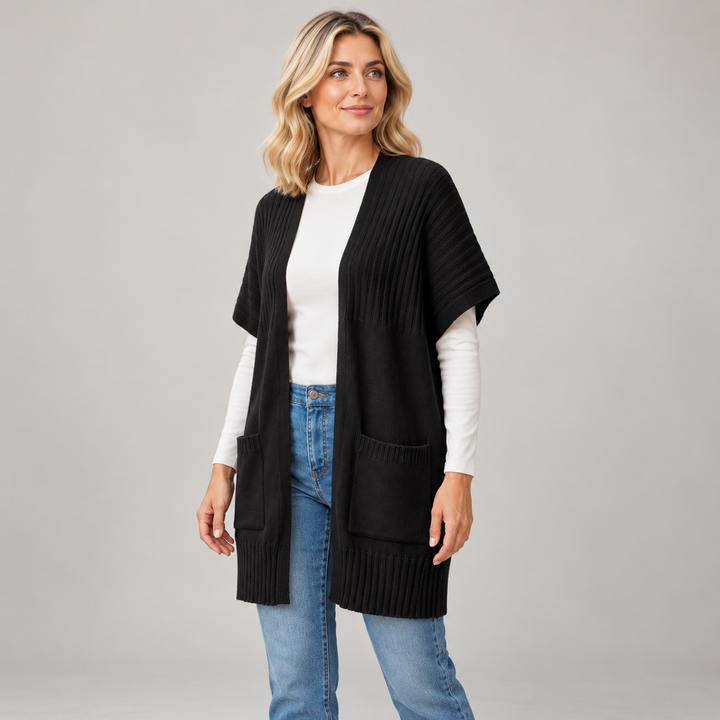 Cecilie | Let Strikcardigan til Kvinder med Åben Front
