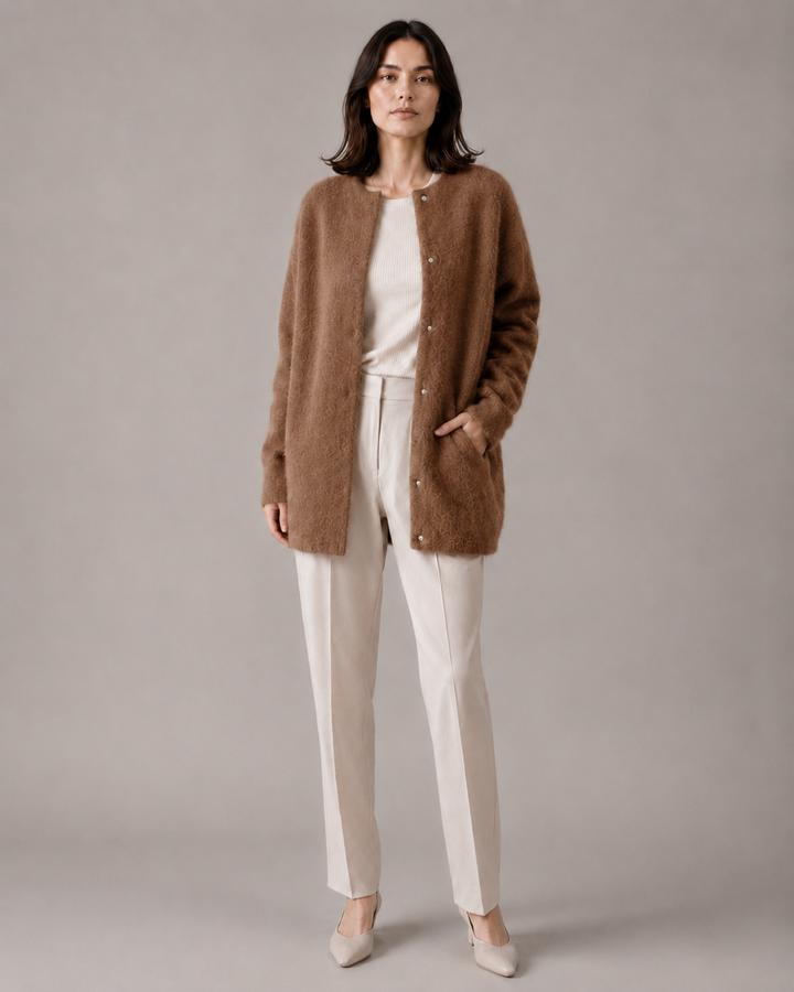 Strikket vest til kvinder med knapper (brun)