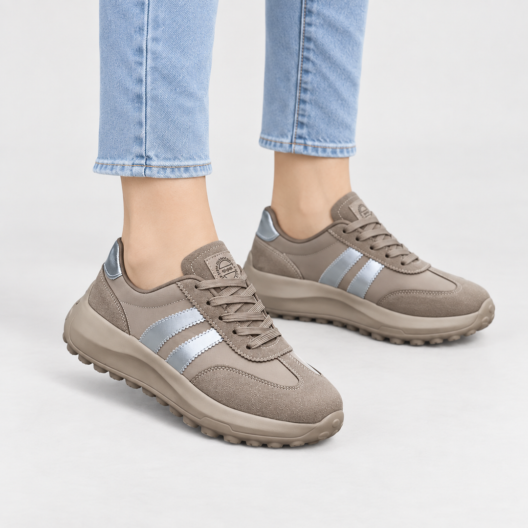 Freja | Komfortsneakers til Kvinder med Polstret Sål Gra