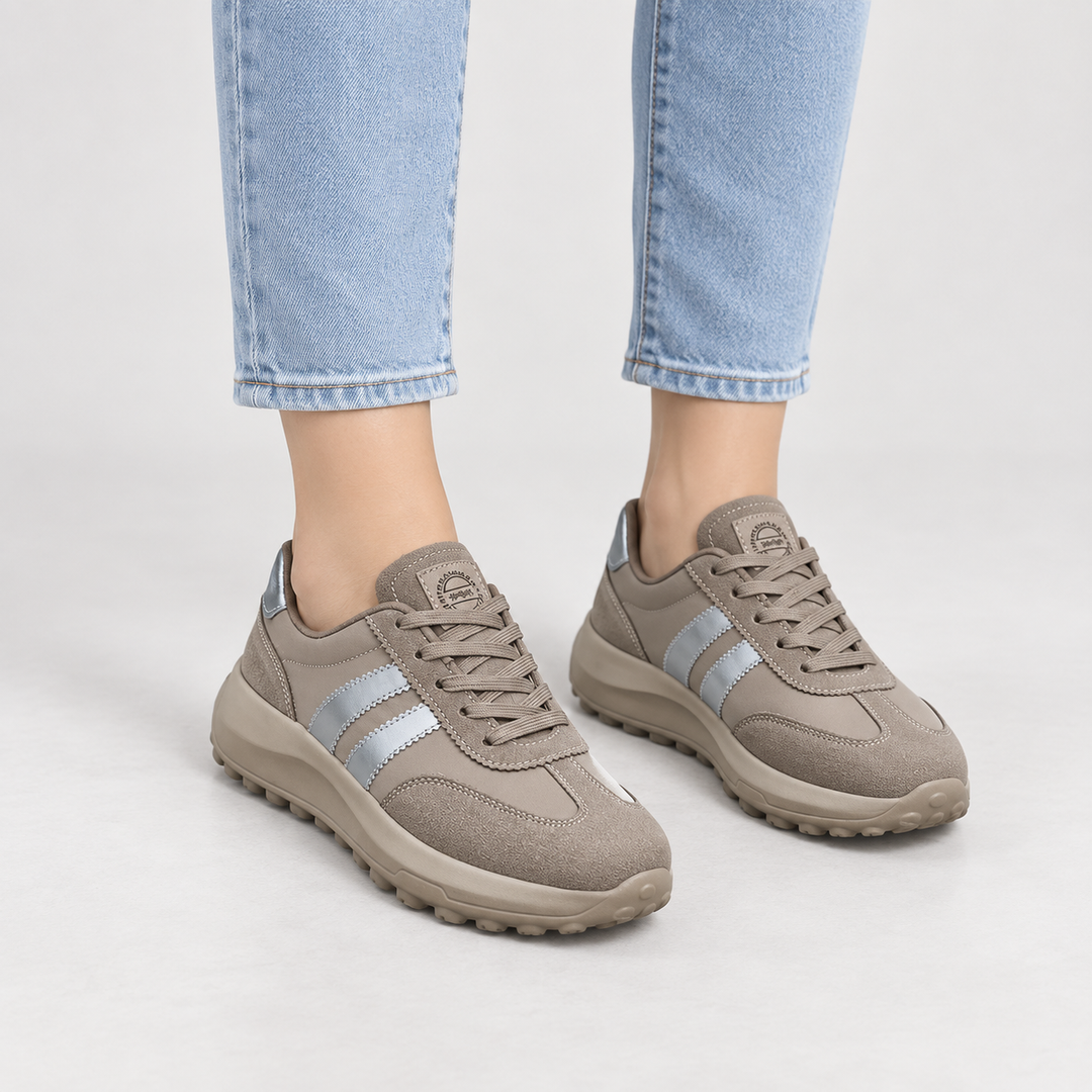 Freja | Komfortsneakers til Kvinder med Polstret Sål Gra