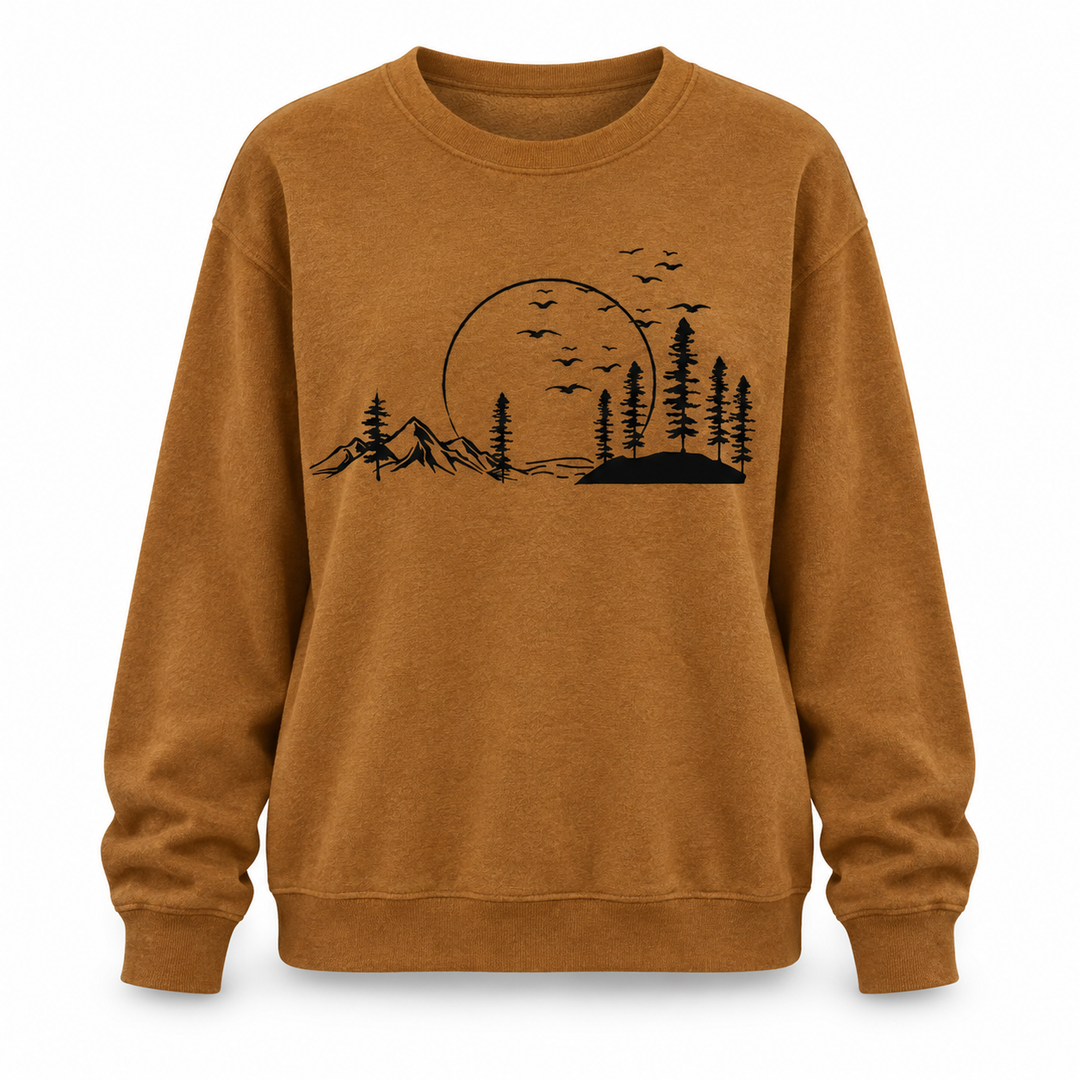 Frida | Sweatshirt til Kvinder med Rund Hals og Naturprint