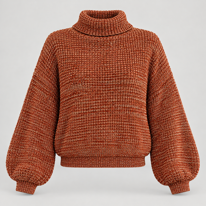 Ida | Oversized Rullekravesweater til Kvinder med Ribbede Manchetter og Kant