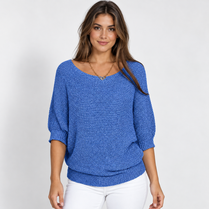 Ingrid | Chunky Strikpullover til Kvinder med Halvlange Ærmer