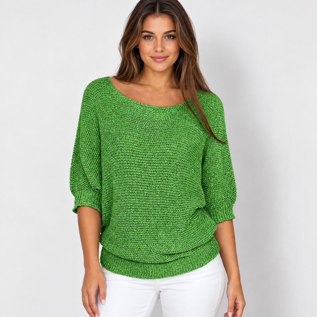 Ingrid | Chunky Strikpullover til Kvinder med Halvlange Ærmer