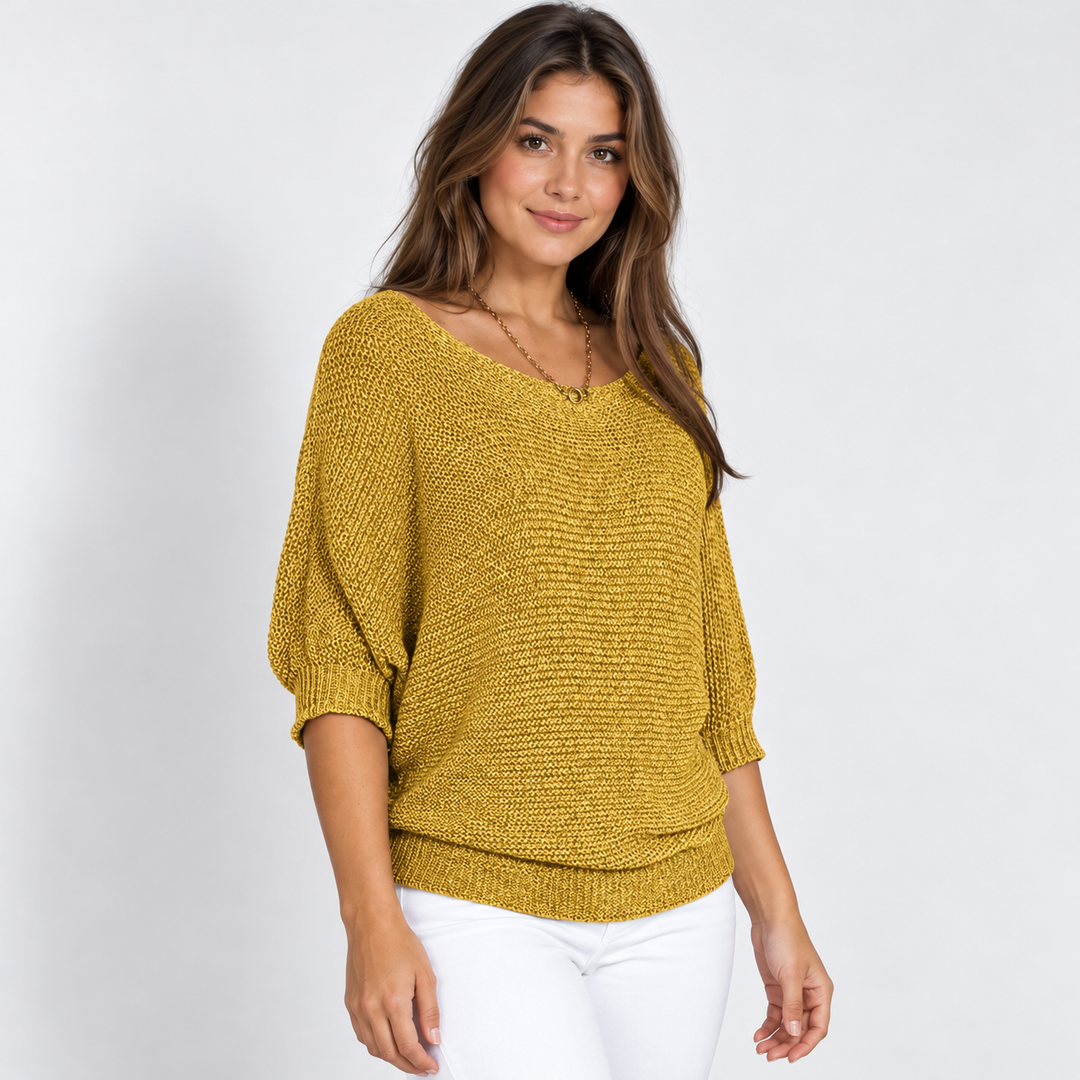 Ingrid | Chunky Strikpullover til Kvinder med Halvlange Ærmer