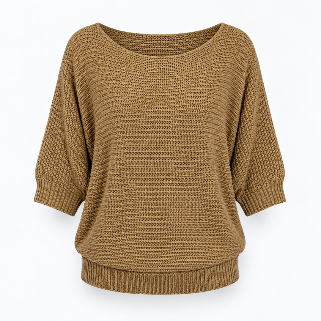 Ingrid | Chunky Strikpullover til Kvinder med Halvlange Ærmer