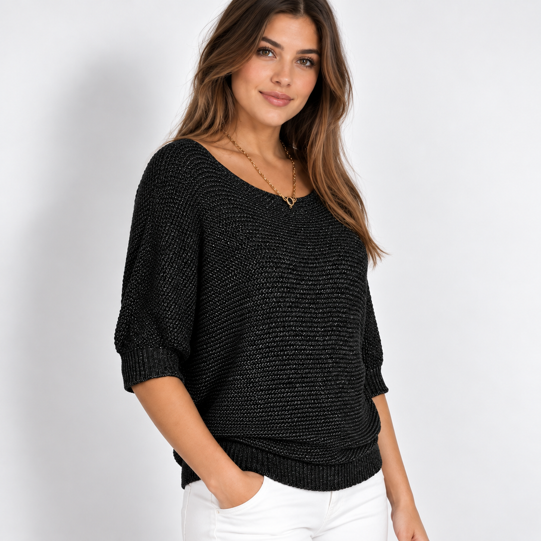 Ingrid | Chunky Strikpullover til Kvinder med Halvlange Ærmer