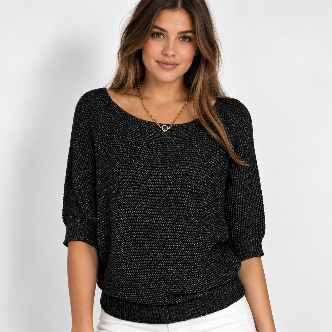 Ingrid | Chunky Strikpullover til Kvinder med Halvlange Ærmer