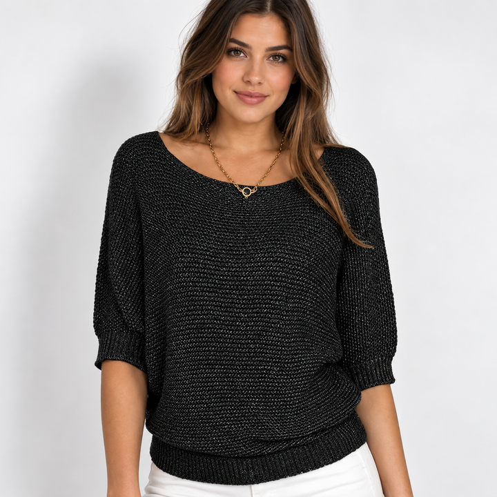 Ingrid | Chunky Strikpullover til Kvinder med Halvlange Ærmer