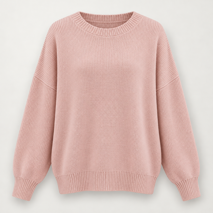 Jette | Pullover til Kvinder med Rund Hals og Afslappet Pasform Abrikos