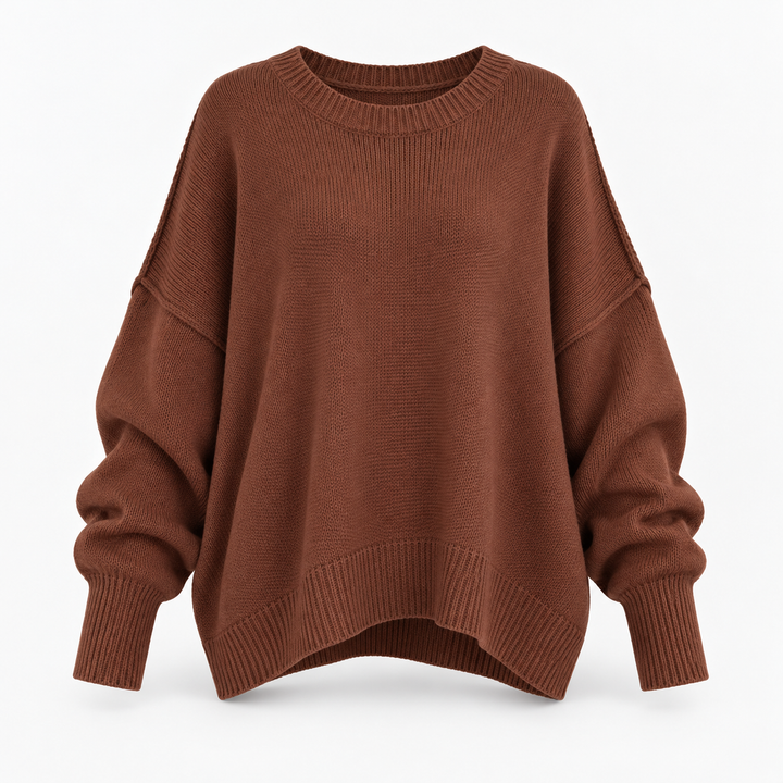 Jette | Pullover til Kvinder med Rund Hals og Afslappet Pasform Abrikos