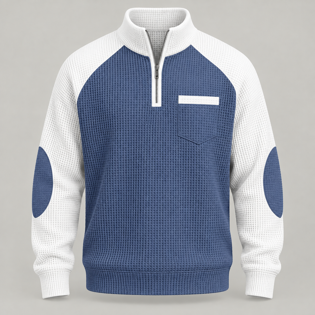 Jonas | Half-Zip Sweater til Mænd med Kontrastærmer