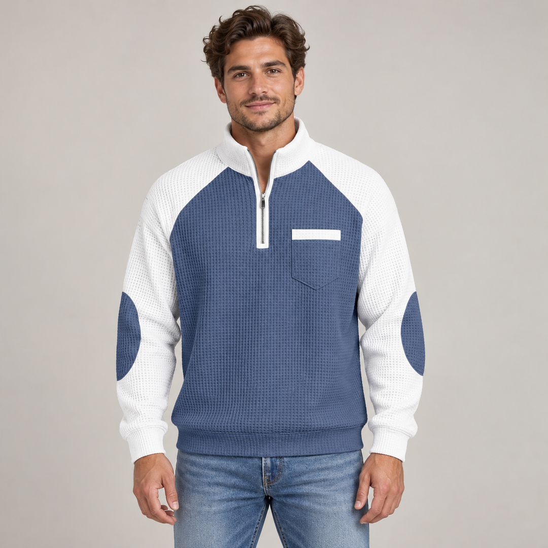 Jonas | Half-Zip Sweater til Mænd med Kontrastærmer