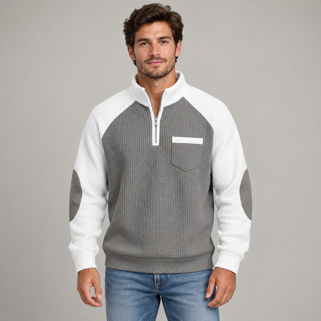 Jonas | Half-Zip Sweater til Mænd med Kontrastærmer