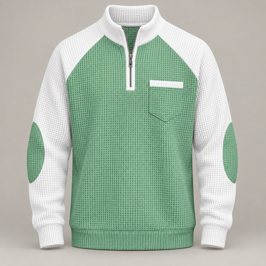 Jonas | Half-Zip Sweater til Mænd med Kontrastærmer