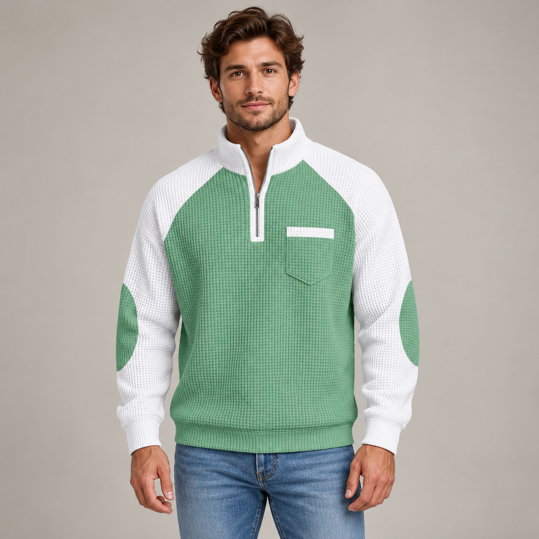 Jonas | Half-Zip Sweater til Mænd med Kontrastærmer