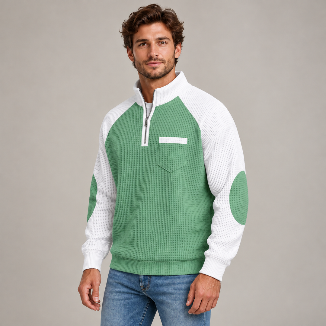Jonas | Half-Zip Sweater til Mænd med Kontrastærmer
