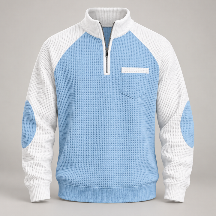 Jonas | Half-Zip Sweater til Mænd med Kontrastærmer