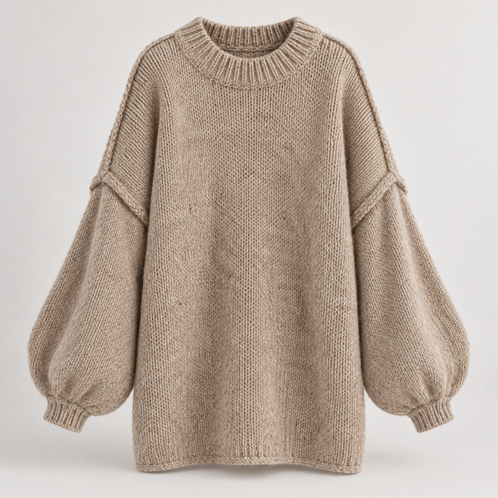 Kaja | Oversized Striktrøje til Kvinder med Rund Hals