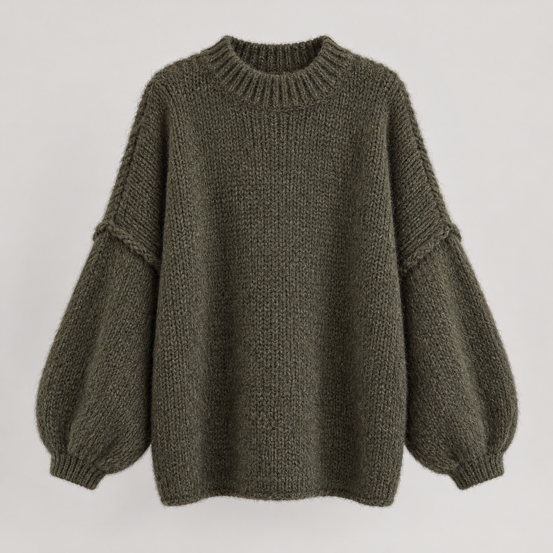 Kaja | Oversized Striktrøje til Kvinder med Rund Hals