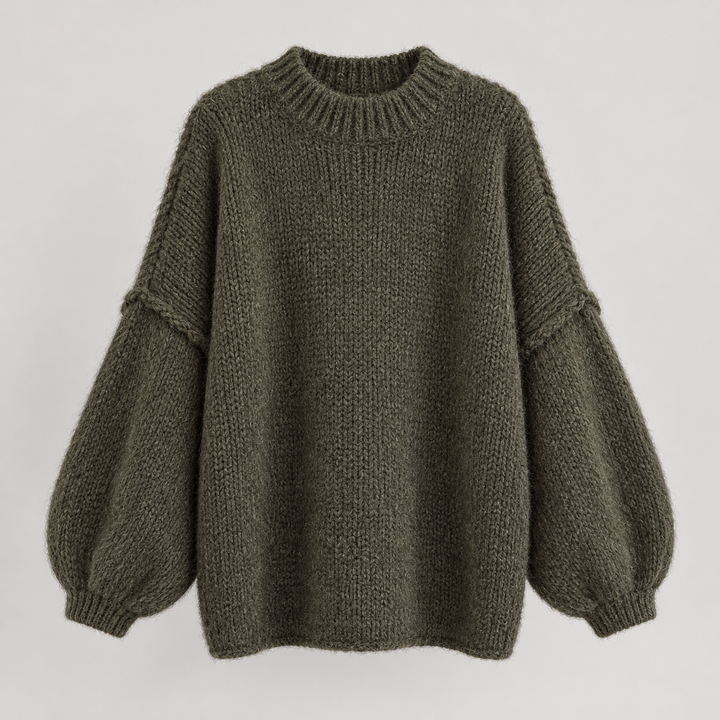 Kaja | Oversized Striktrøje til Kvinder med Rund Hals