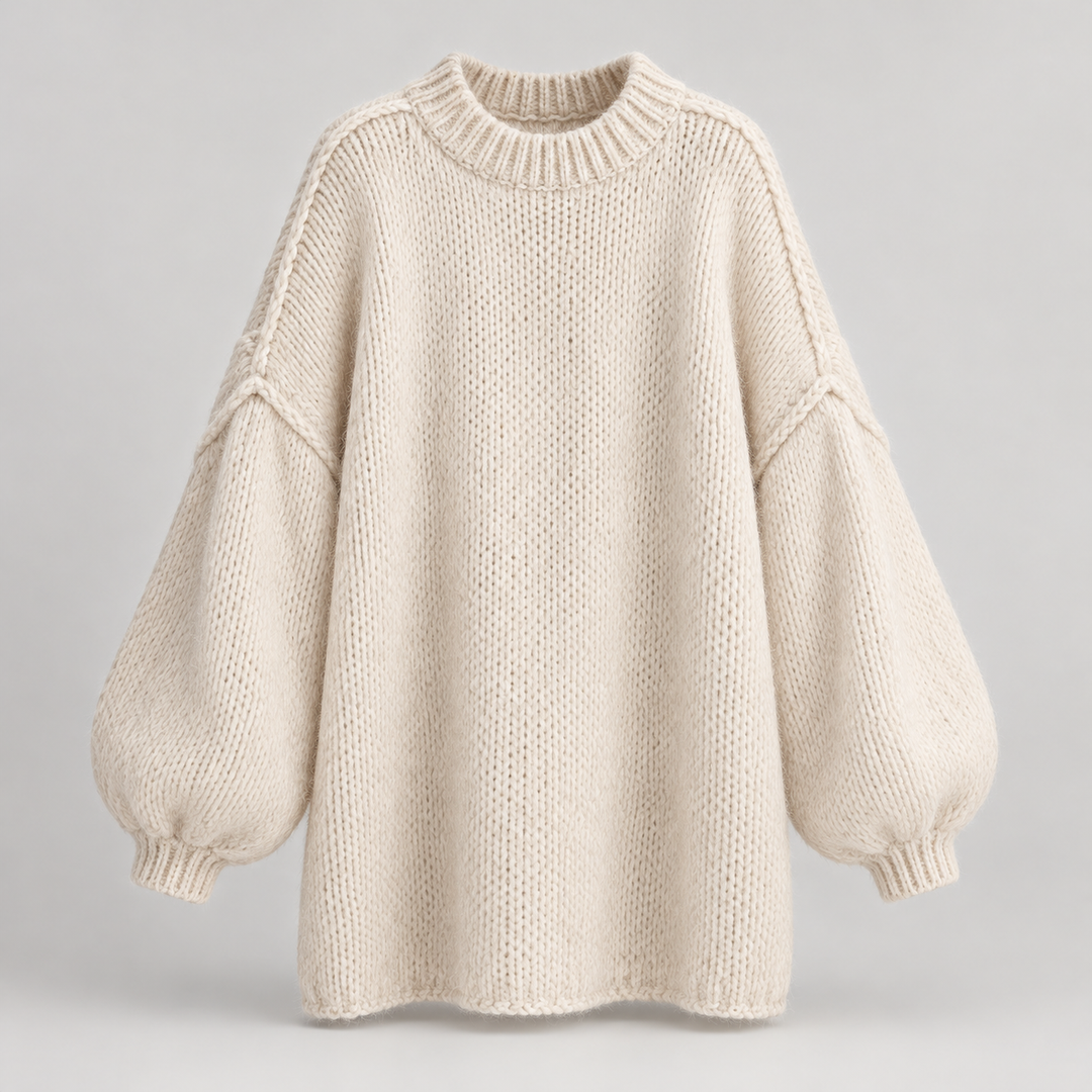 Kaja | Oversized Striktrøje til Kvinder med Rund Hals