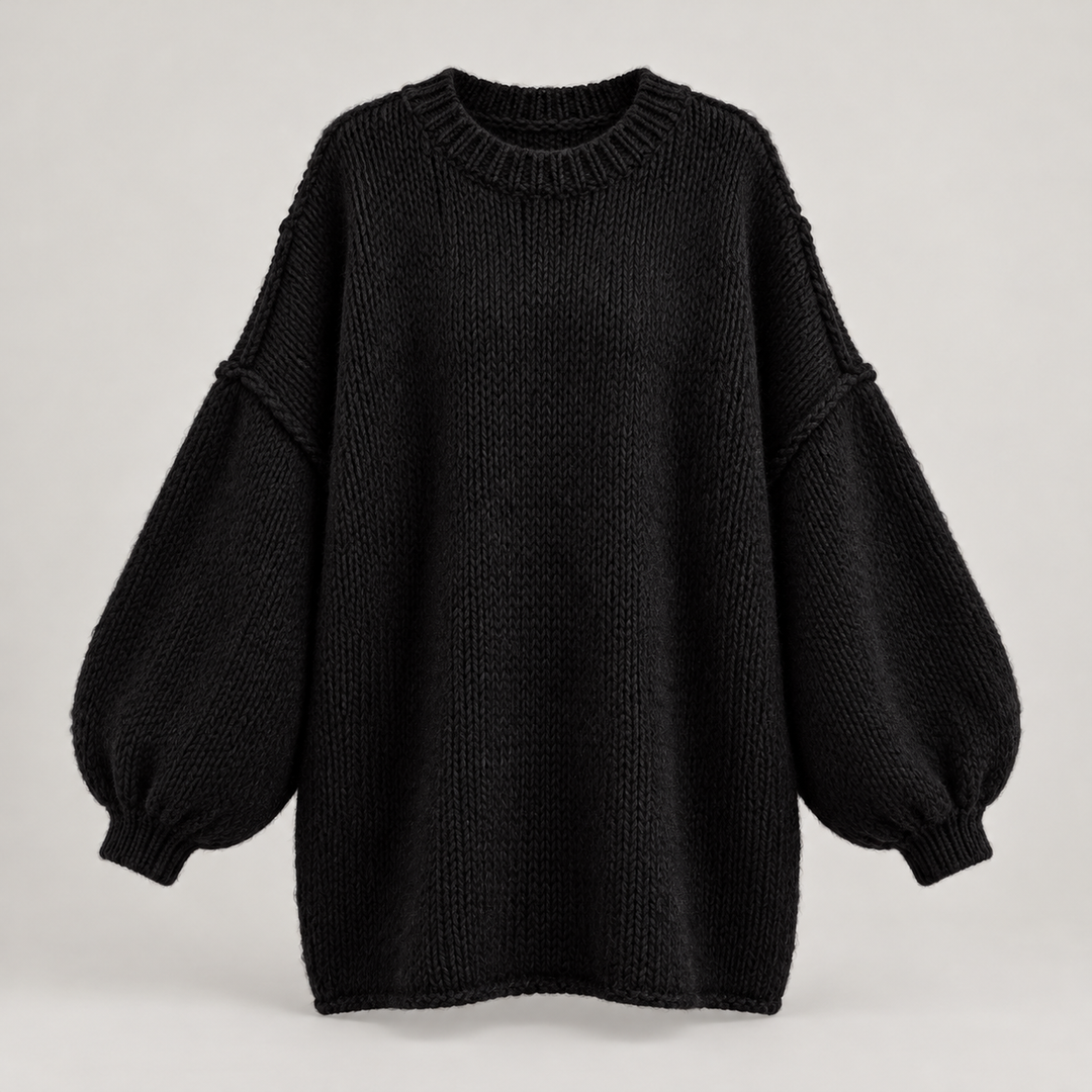 Kaja | Oversized Striktrøje til Kvinder med Rund Hals