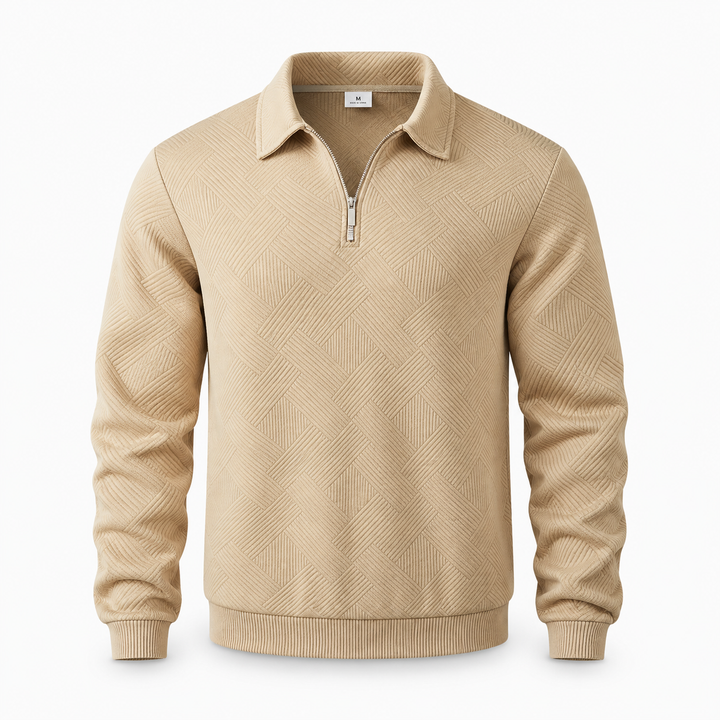 Kasper | Tekstureret Half-Zip Sweatshirt til Mænd med Polokrave