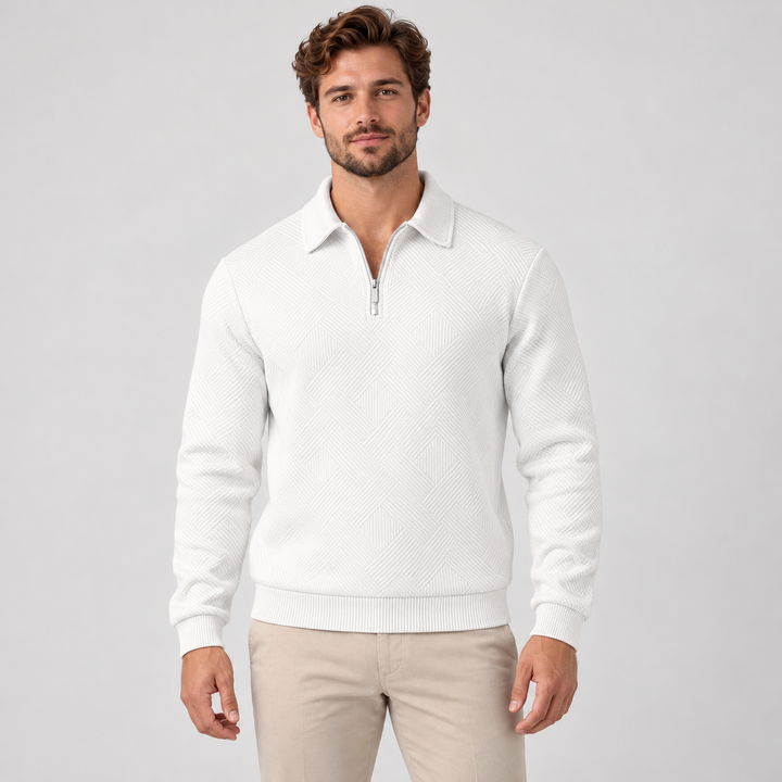 Kasper | Tekstureret Half-Zip Sweatshirt til Mænd med Polokrave