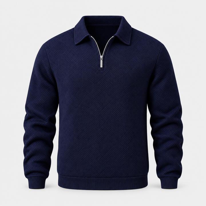 Kasper | Tekstureret Half-Zip Sweatshirt til Mænd med Polokrave