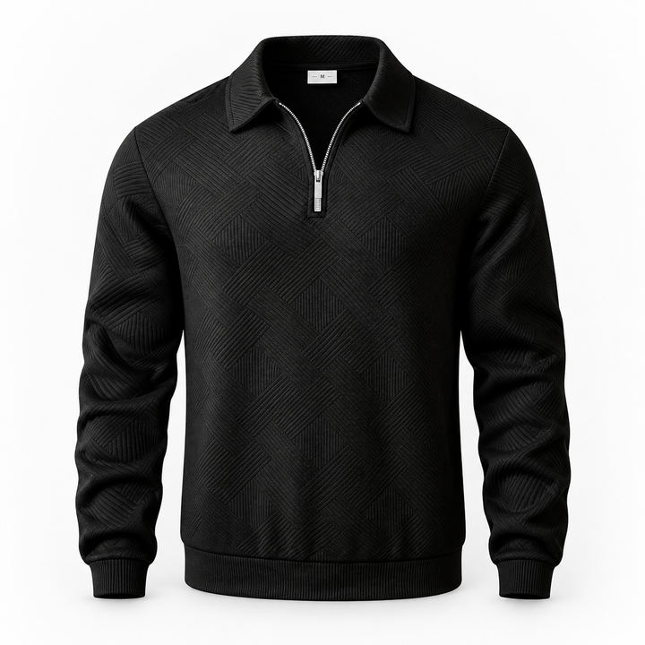 Kasper | Tekstureret Half-Zip Sweatshirt til Mænd med Polokrave