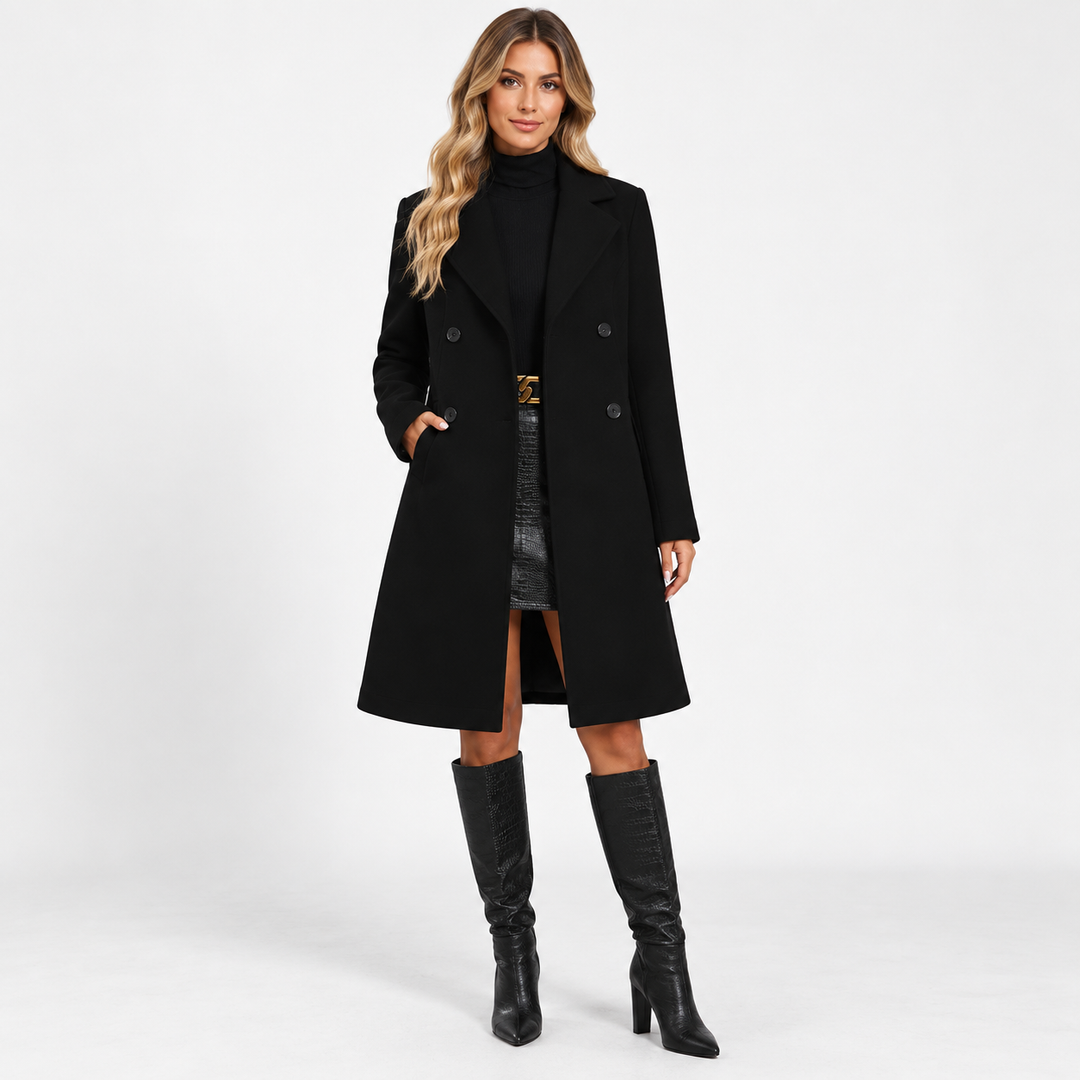 Lene | Dobbeltradet Trenchcoat til Kvinder med Reverskrave
