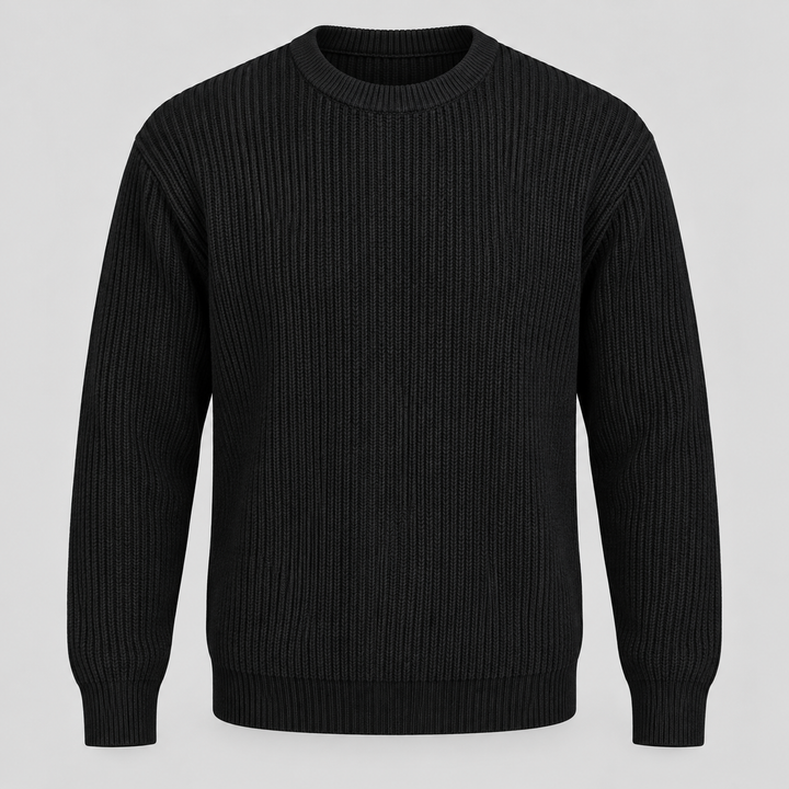 Martin | Ribstrikket Sweater til Mænd med Rund Hals og Afslappet Pasform