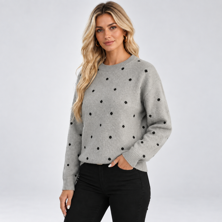 Mille | Prikket Sweater til Kvinder med Rund Hals og Afslappet Pasform
