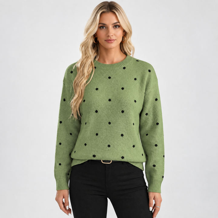 Mille | Prikket Sweater til Kvinder med Rund Hals og Afslappet Pasform