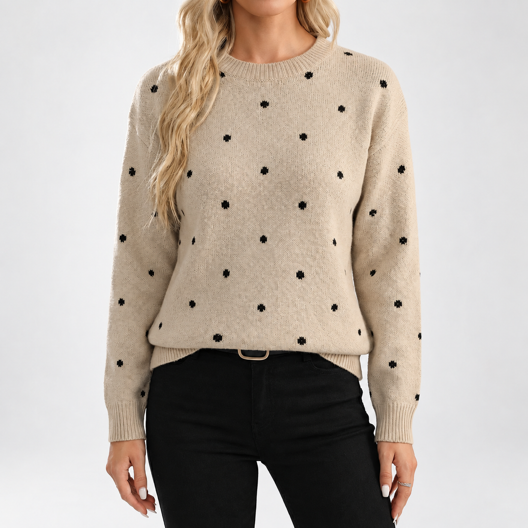 Mille | Prikket Sweater til Kvinder med Rund Hals og Afslappet Pasform