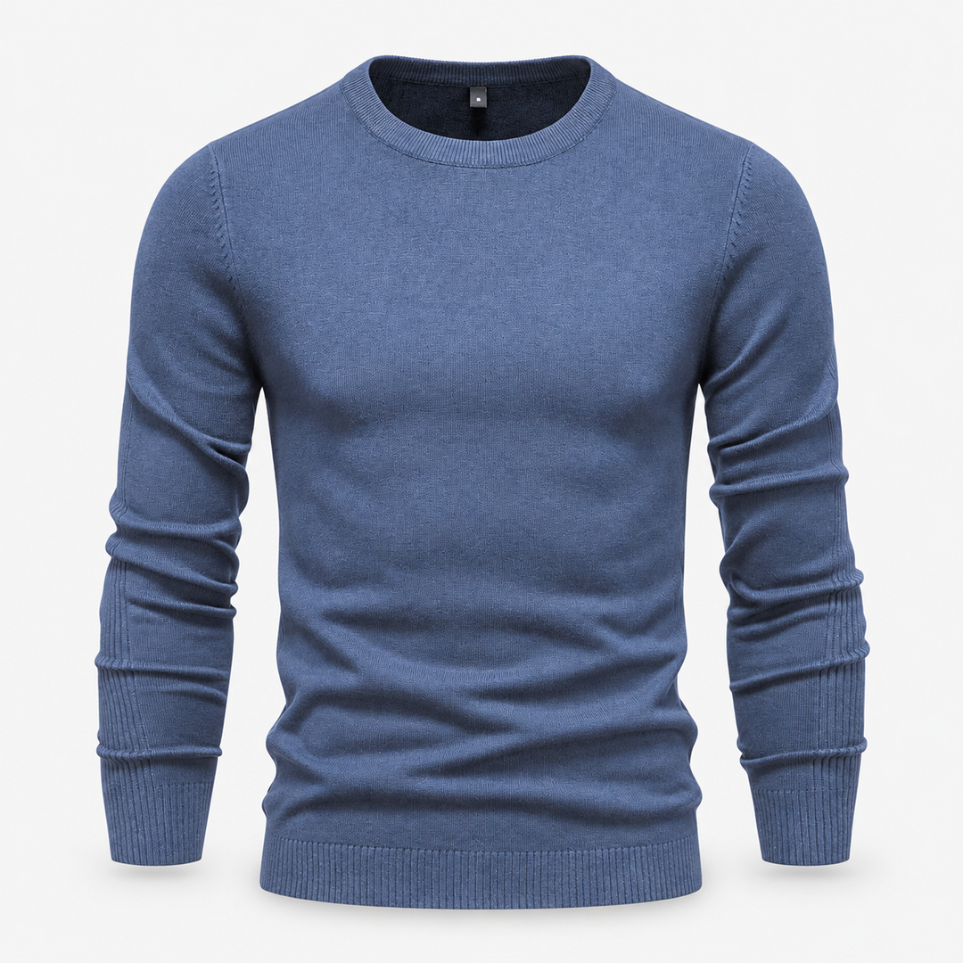 Peter | Pullover til Mænd med Rund Hals og Ribbede Manchetter Koksgra 1