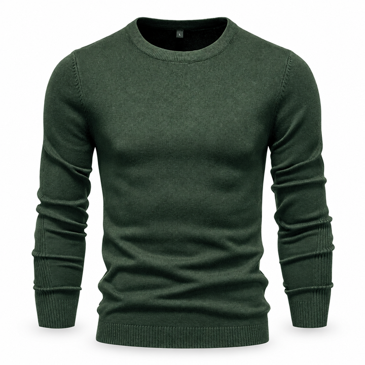 Peter | Pullover til Mænd med Rund Hals og Ribbede Manchetter Koksgra 1