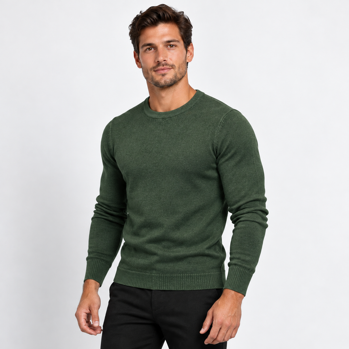 Peter | Pullover til Mænd med Rund Hals og Ribbede Manchetter Koksgra 1